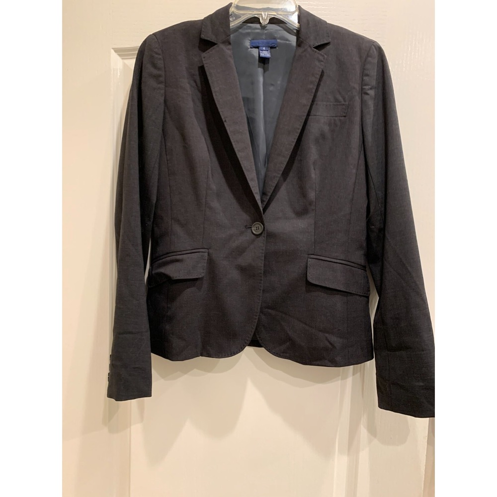 Women J. Crew 1035 Super 120's solid black‎ wool 1-button blazer sport jacket 4
